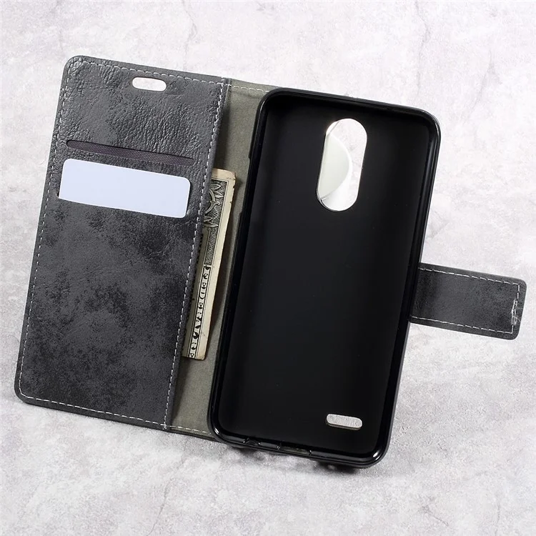 Retro Style Leather Wallet Mobile Phone Case for LG K4 (2017) EU Version - Grey