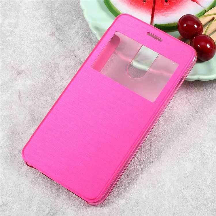 Flip Leather View Window Cell Phone Casing for LG K10 (2017) - Rose