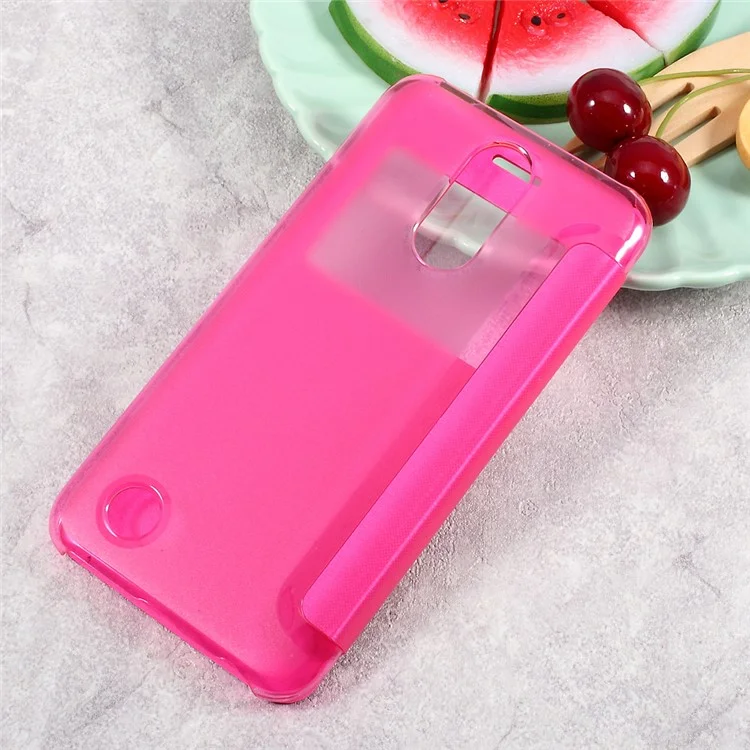 Flip Leather View Window Cell Phone Casing for LG K10 (2017) - Rose