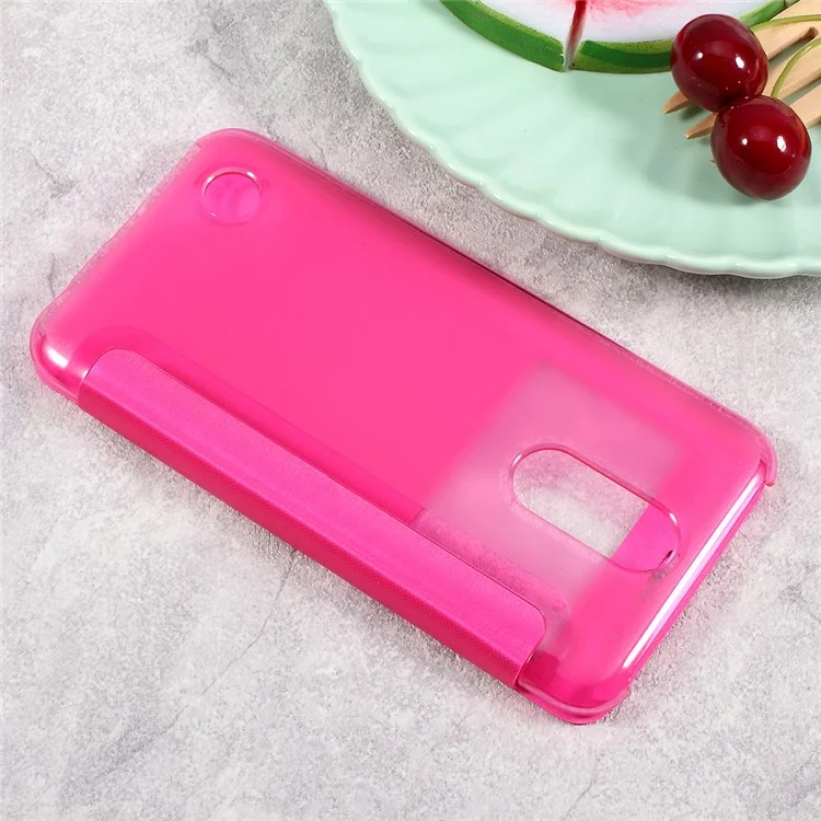 Flip Leather View Window Cell Phone Casing for LG K10 (2017) - Rose