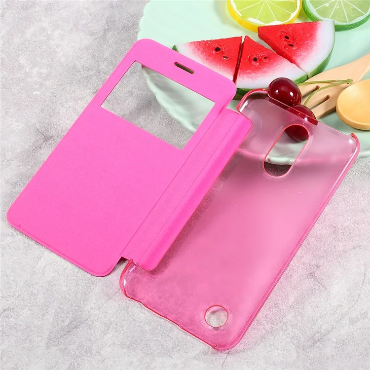Flip Leather View Window Cell Phone Casing for LG K10 (2017) - Rose