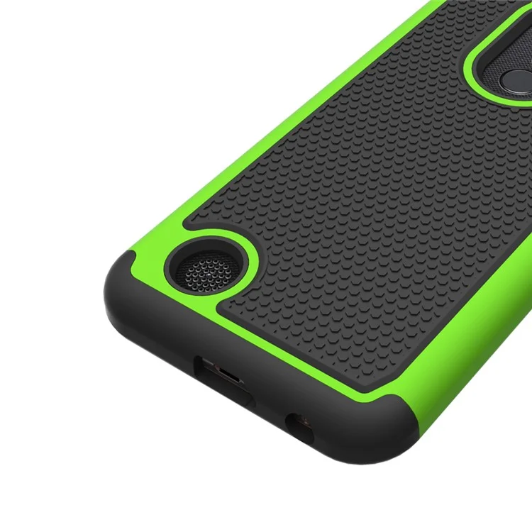 Football Grain PC + Silicone Mobile Case for LG K10 (2017) / LV5 - Green