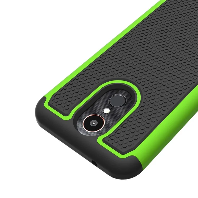 Football Grain PC + Silicone Mobile Case for LG K10 (2017) / LV5 - Green
