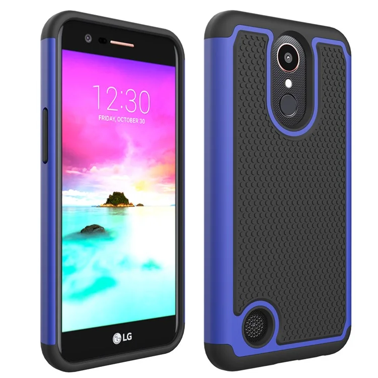 Football Grain PC + Silicone Cellphone Cover for LG K10 (2017) / LV5 - Blue
