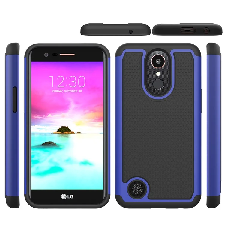 Football Grain PC + Silicone Cellphone Cover for LG K10 (2017) / LV5 - Blue