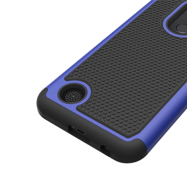 Football Grain PC + Silicone Cellphone Cover for LG K10 (2017) / LV5 - Blue