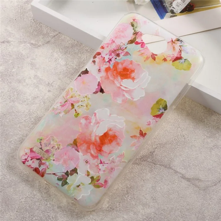 Embossed Pattern TPU Back Phone Case for LG X Power 2 - Blooming Flowers