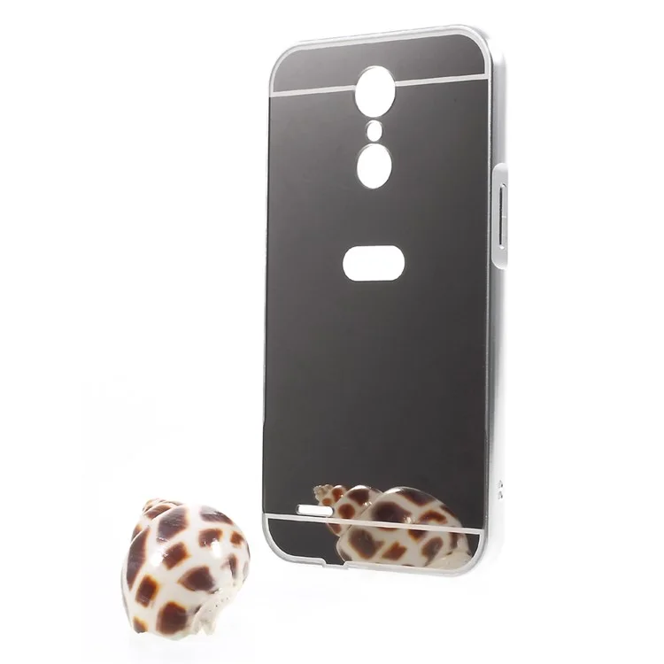 Slide-on Metal Bumper Mirror-like PC Back Mobile Phone Case for LG K10 (2017) EU Version - Silver