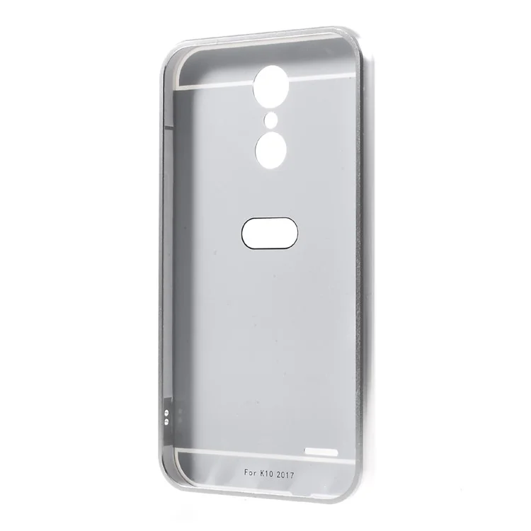 Slide-on Metal Bumper Mirror-like PC Back Mobile Phone Case for LG K10 (2017) EU Version - Silver