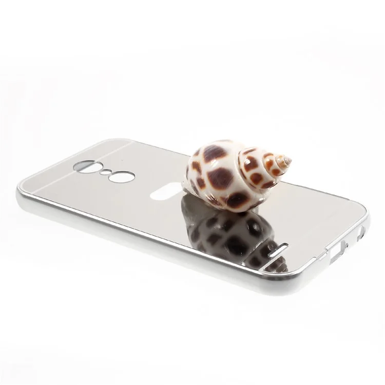 Slide-on Metal Bumper Mirror-like PC Back Mobile Phone Case for LG K10 (2017) EU Version - Silver