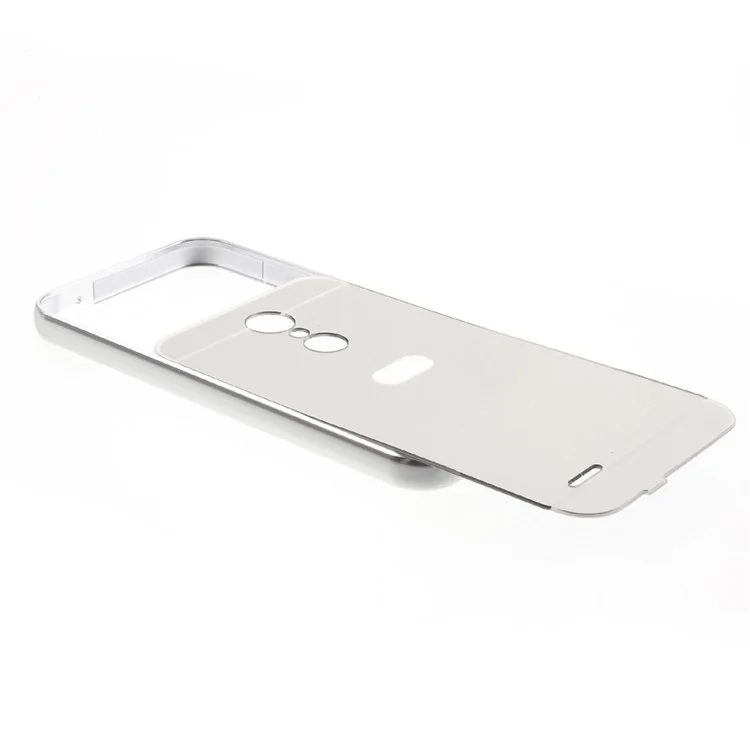 Slide-on Metal Bumper Mirror-like PC Back Mobile Phone Case for LG K10 (2017) EU Version - Silver