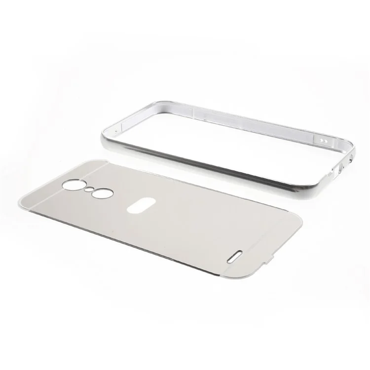 Slide-on Metal Bumper Mirror-like PC Back Mobile Phone Case for LG K10 (2017) EU Version - Silver