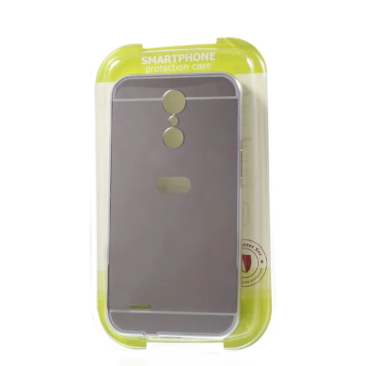 Slide-on Metal Bumper Mirror-like PC Back Mobile Phone Case for LG K10 (2017) EU Version - Silver
