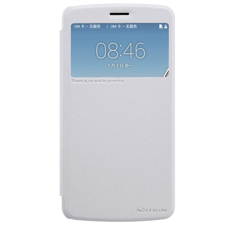 NILLKIN Sparkle Series View Window Flip Leather Phone Case for LG Stylus 3 / Stylo 3 - White