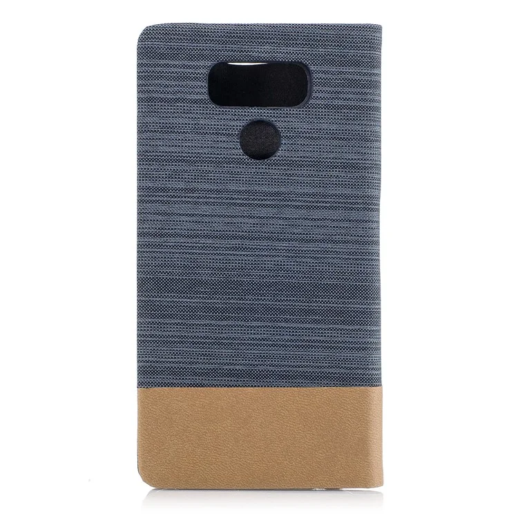 For LG G6 Canvas Stand Leather Card Holder Cellphone Casing - Dark Grey