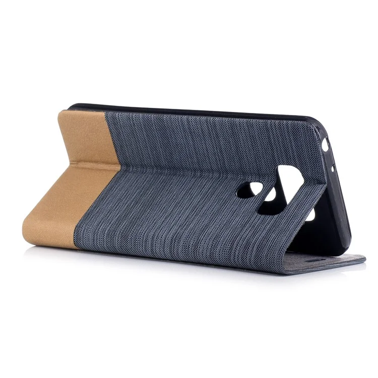 For LG G6 Canvas Stand Leather Card Holder Cellphone Casing - Dark Grey
