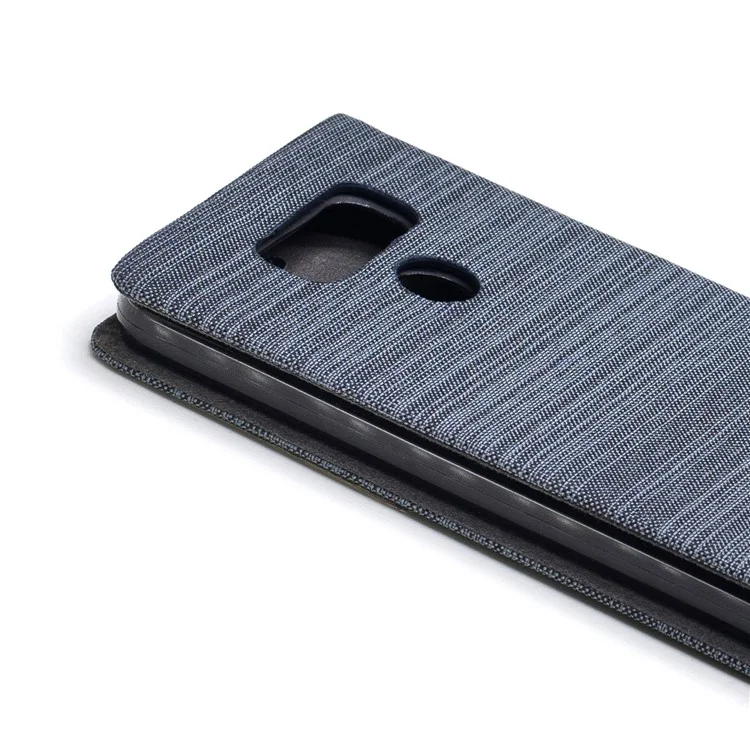 For LG G6 Canvas Stand Leather Card Holder Cellphone Casing - Dark Grey