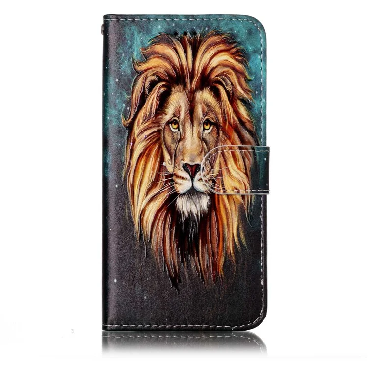 Pattern Printing Embossed Leather Protective Phone Case for LG G6 - Lion