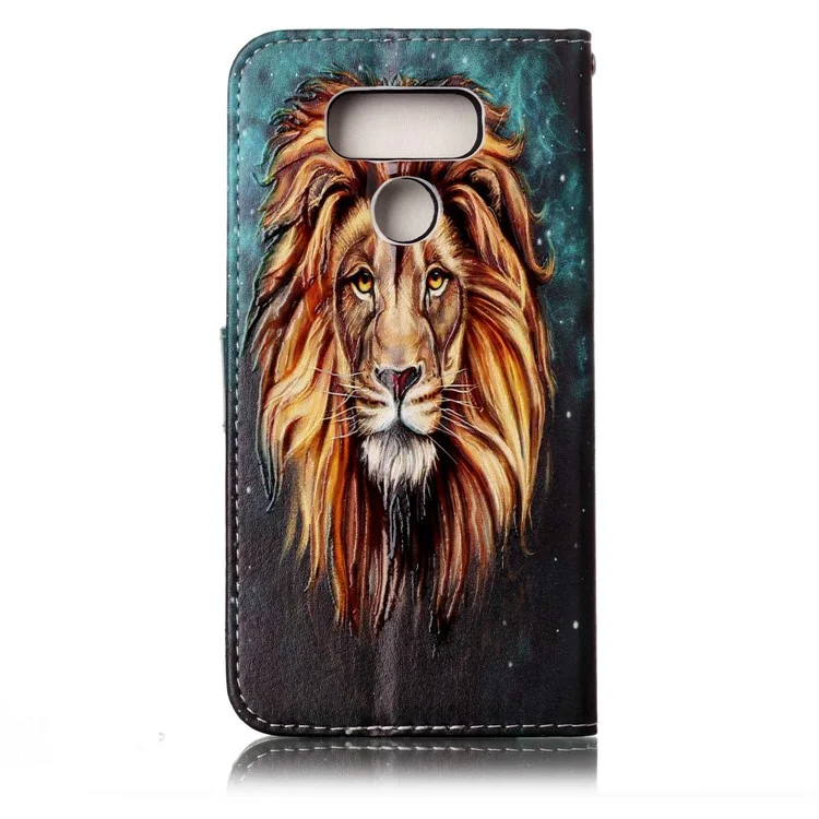 Pattern Printing Embossed Leather Protective Phone Case for LG G6 - Lion