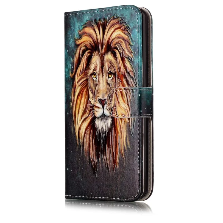 Pattern Printing Embossed Leather Protective Phone Case for LG G6 - Lion
