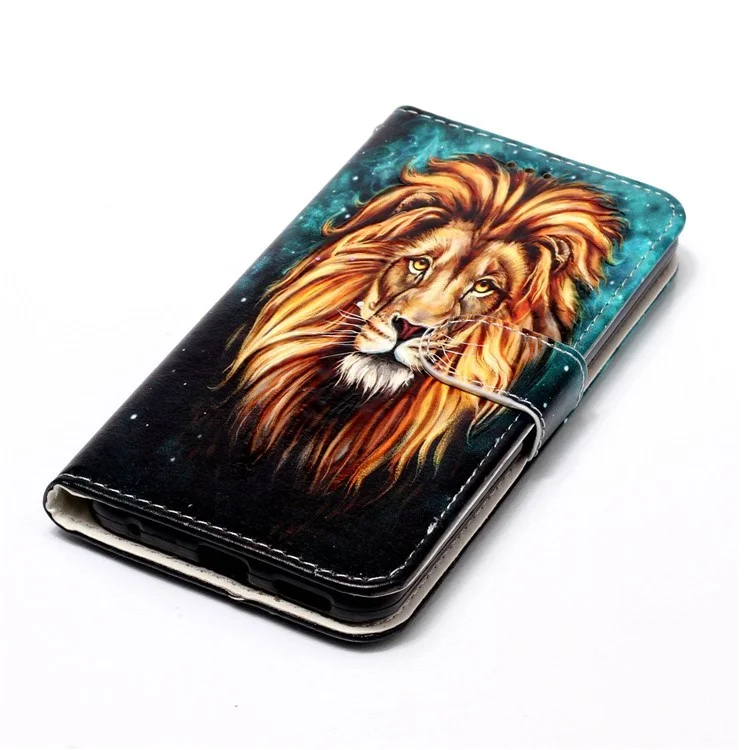 Pattern Printing Embossed Leather Protective Phone Case for LG G6 - Lion