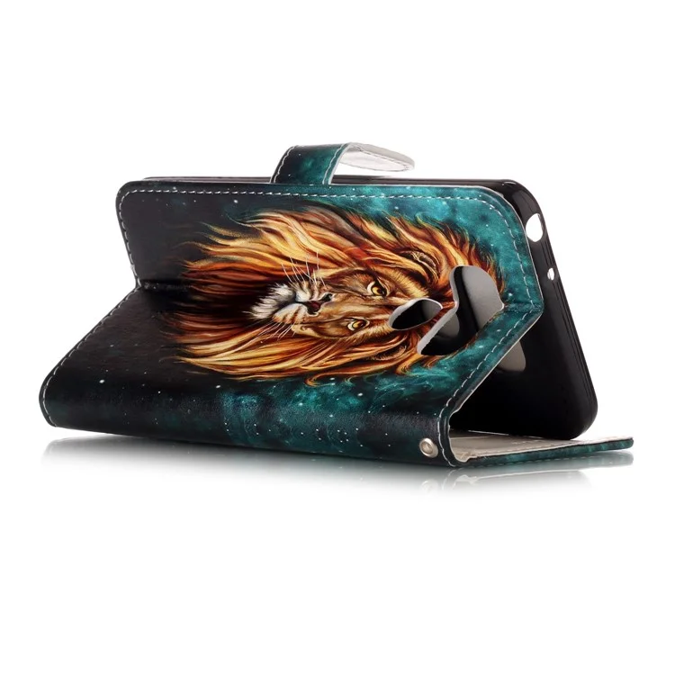 Pattern Printing Embossed Leather Protective Phone Case for LG G6 - Lion