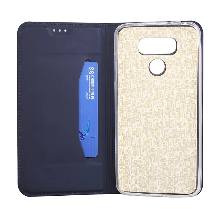 Folio Ultra-thin Stand Leather Cell Phone Casing for LG G6 - Dark Blue