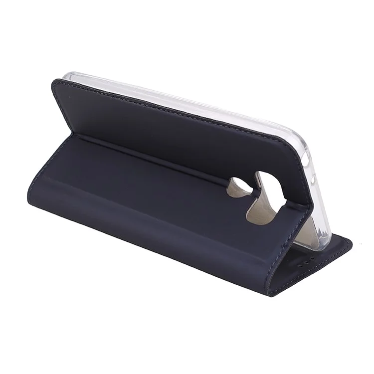 Folio Ultra-thin Stand Leather Cell Phone Casing for LG G6 - Dark Blue