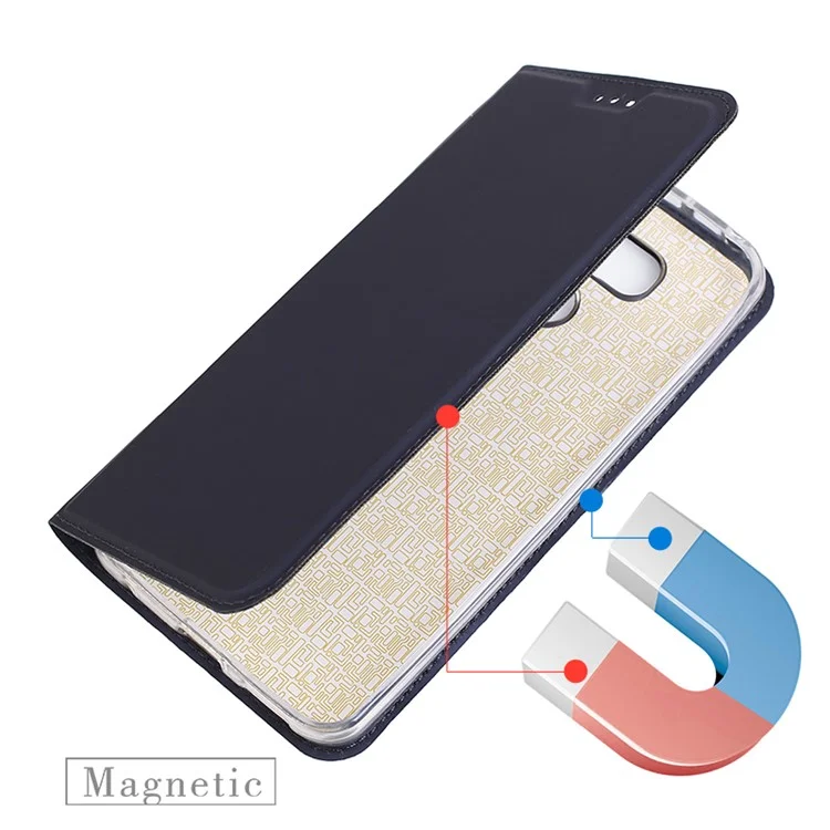Folio Ultra-thin Stand Leather Cell Phone Casing for LG G6 - Dark Blue