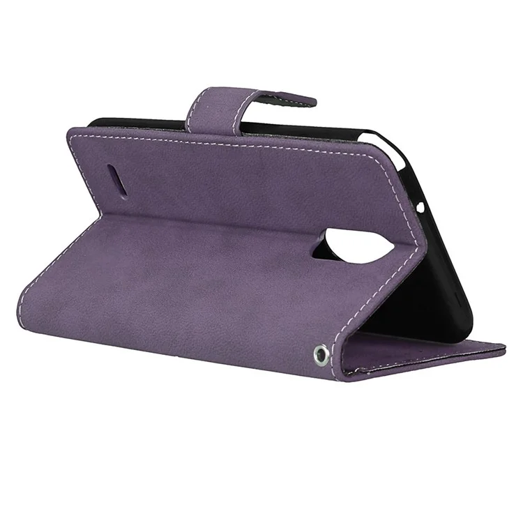 For LG Stylus 3 Matte PU Leather Flip Stand Phone Shell Case with Card Slots - Purple