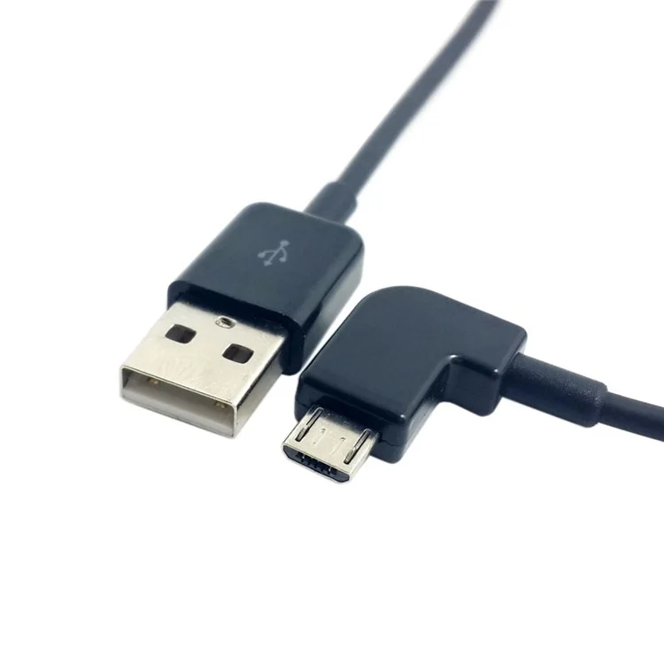 1m 90-Degree Left Angle Micro USB to USB Data Sync Charging Cable for Samsung Sony LG Etc - Black