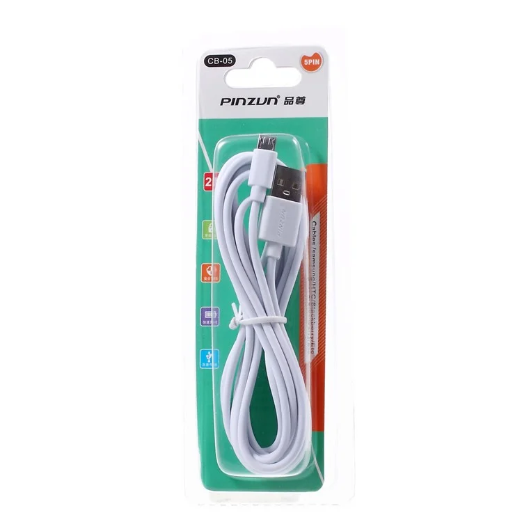 PINZUN 2M Micro USB Sync Data Charge Cable for Samsung Sony LG HTC Huawei - White