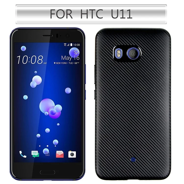 Carbon Fiber Soft TPU Protection Mobile Phone Shell for HTC U11 - Blackb