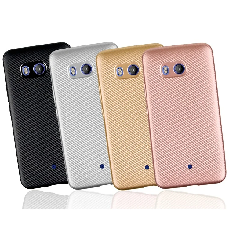 Carbon Fiber Soft TPU Protection Mobile Phone Shell for HTC U11 - Blackb