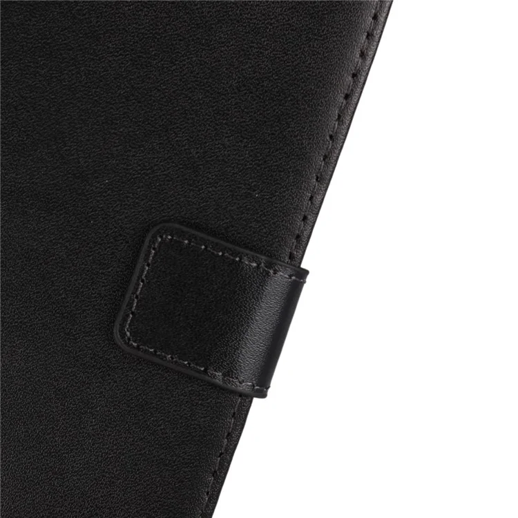 Genuine Split Leather Wallet Stand Case for HTC U11 - Black