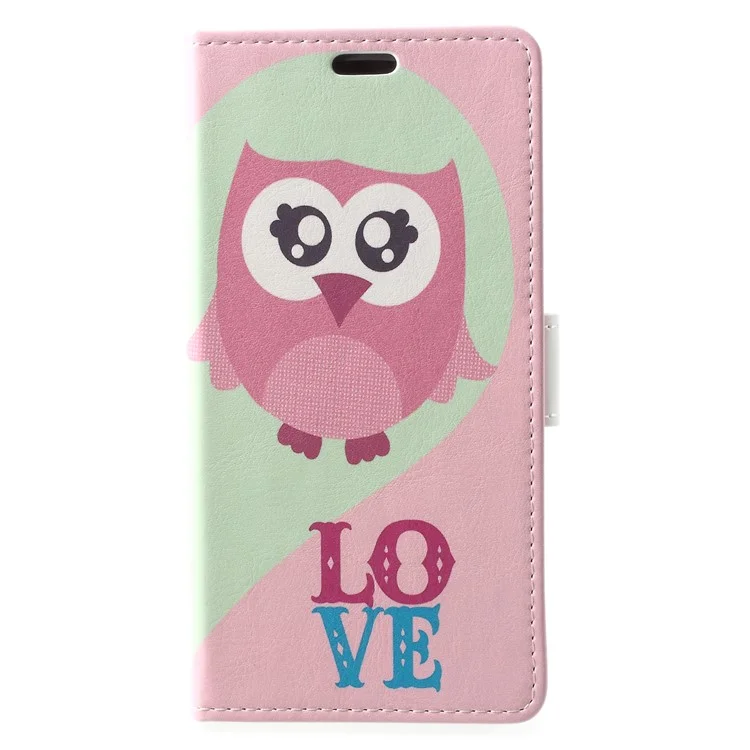 For HTC U11 Life Patterned Leather Mobile Phone Case - Owl and LOVE
