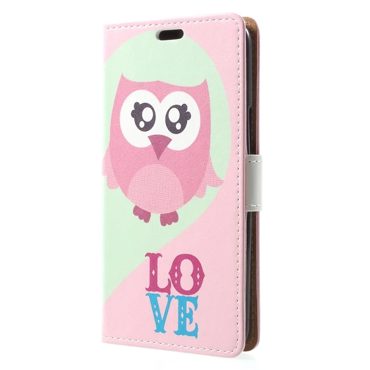 For HTC U11 Life Patterned Leather Mobile Phone Case - Owl and LOVE