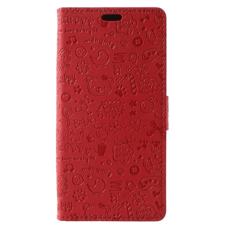 Cartoon Graffiti PU Leather Wallet Stand Mobile Case for HTC U11 Life - Red