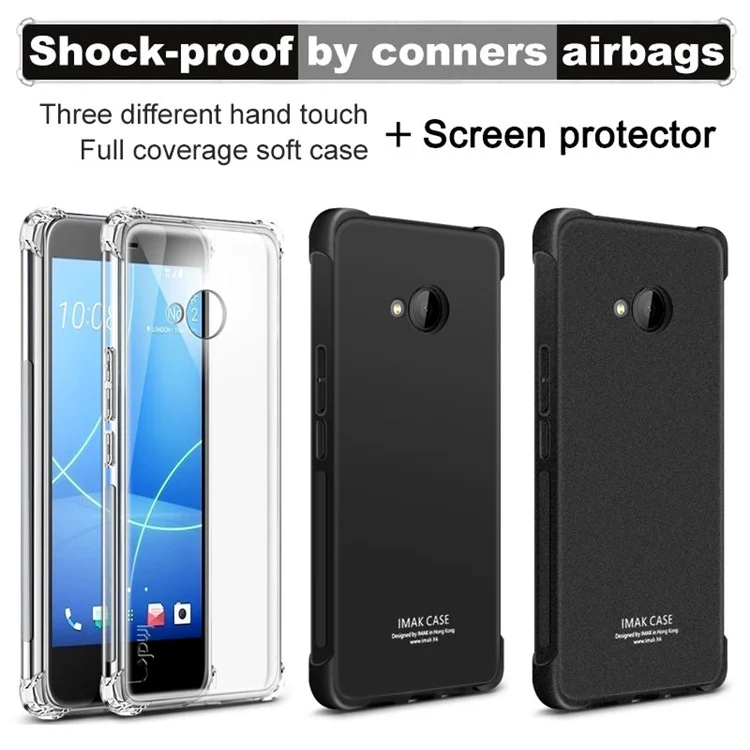 IMAK Silky Anti-drop TPU Mobile Cover + Screen Protector Film for 	HTC U11 Life - Metal Black