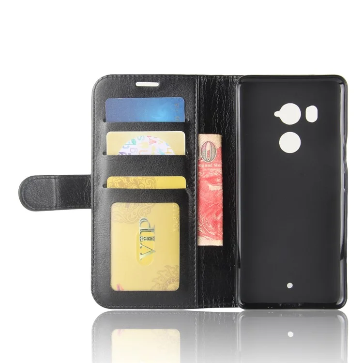 Crazy Horse Texture Wallet Stand Leather Mobile Case for HTC U11+ - Black