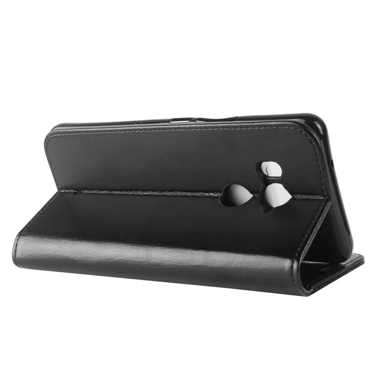 Crazy Horse Texture Wallet Stand Leather Mobile Case for HTC U11+ - Black