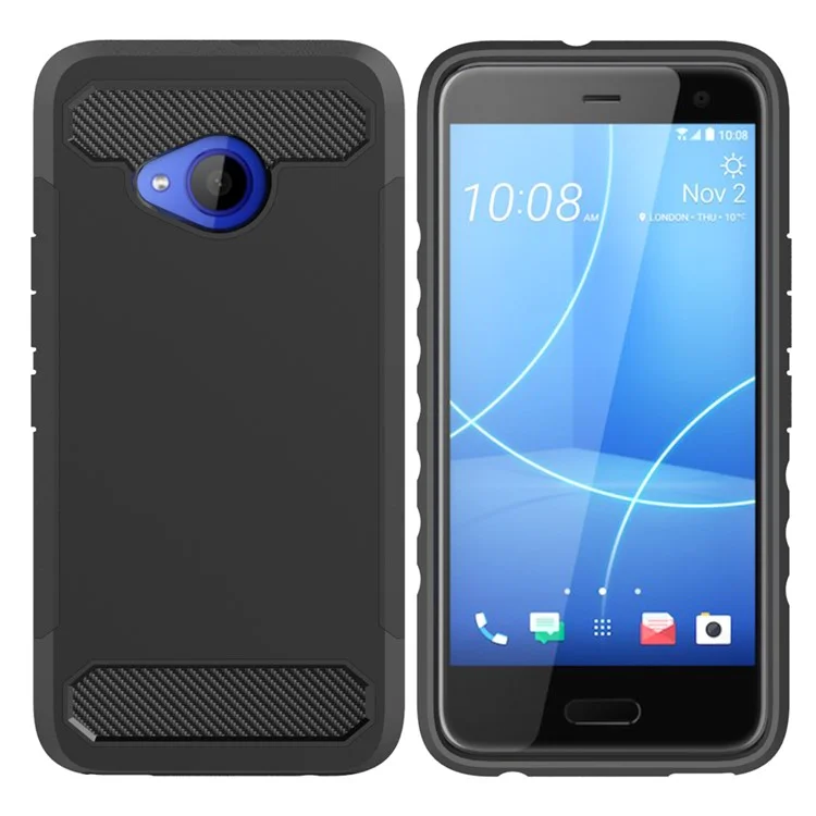 Carbon Fiber Texture PC + TPU Hybrid Back Case for HTC U11 Life - Black