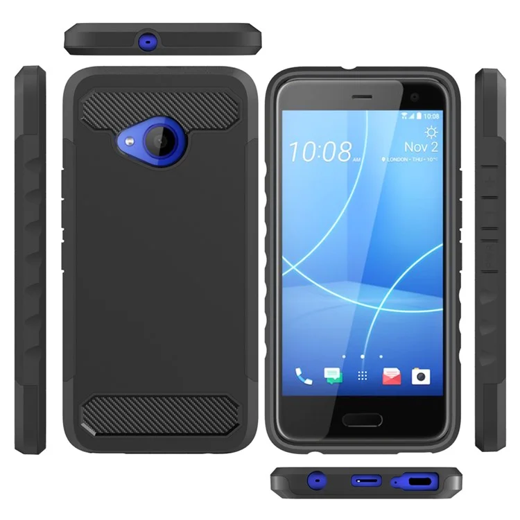 Carbon Fiber Texture PC + TPU Hybrid Back Case for HTC U11 Life - Black