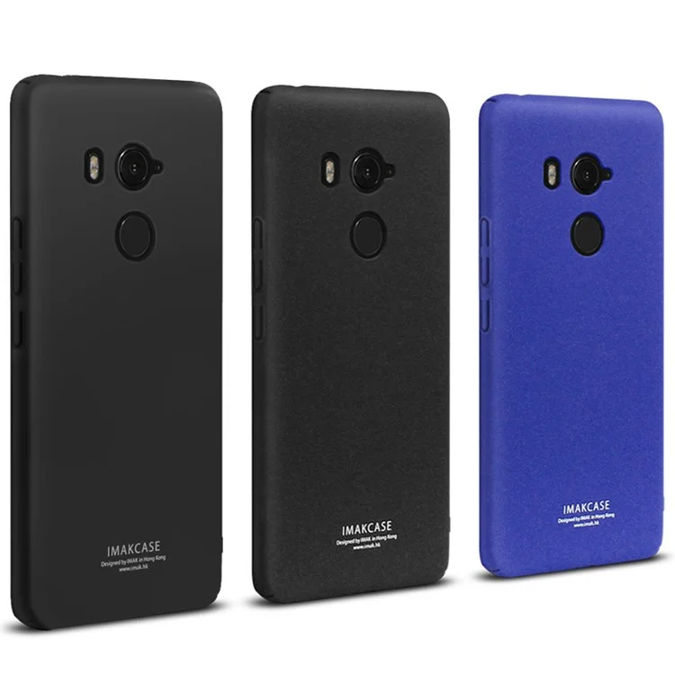 IMAK Cowboy Shell Plastic Case with Ring Stand + Screen Film for HTC U11 Eyes - Metal Black