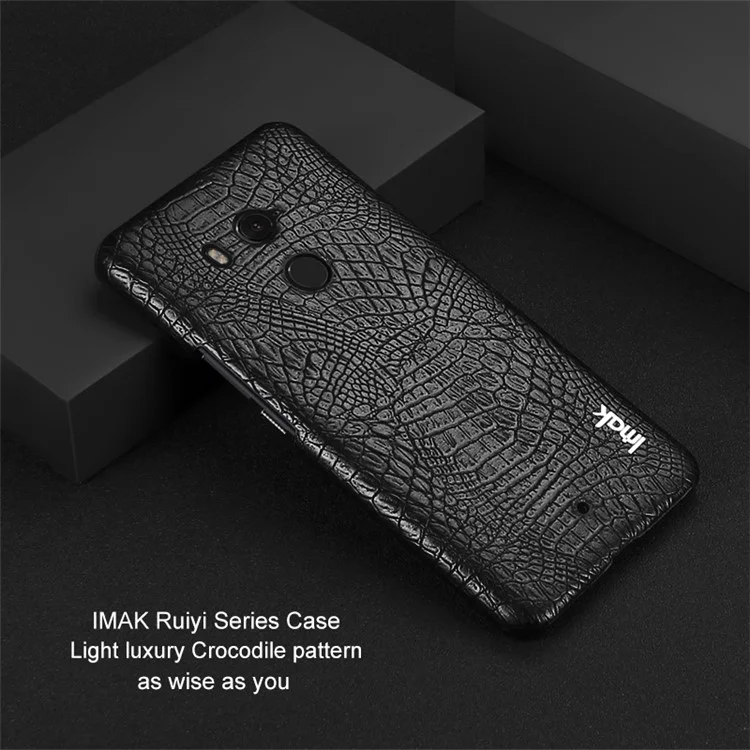 IMAK Ruiyi Series Crocodile Texture Leather Coated Plastic Phone Case for HTC U11+ - Black