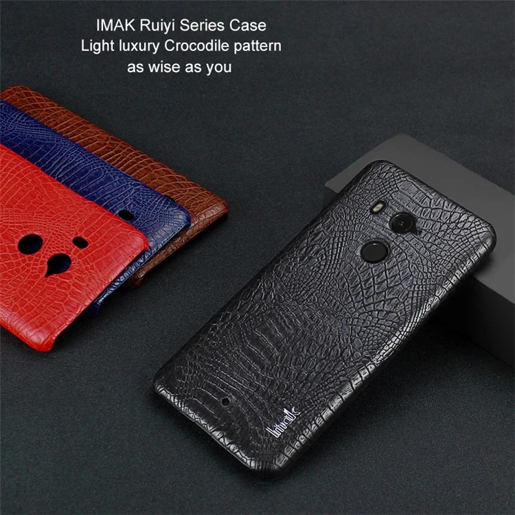IMAK Ruiyi Series Crocodile Texture Leather Coated Plastic Phone Case for HTC U11+ - Black