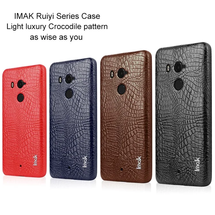 IMAK Ruiyi Series Crocodile Texture Leather Coated Plastic Phone Case for HTC U11+ - Black