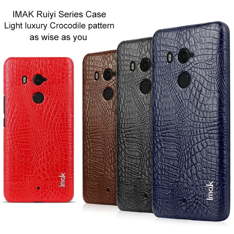IMAK Ruiyi Series Crocodile Texture Leather Coated Plastic Phone Case for HTC U11+ - Black