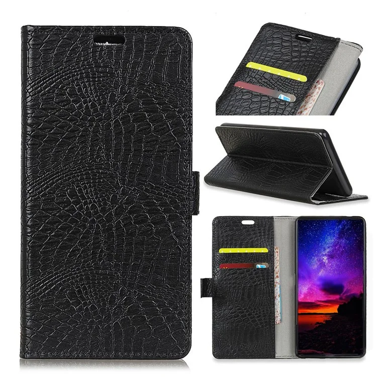 Crocodile Texture PU Leather Wallet Case for HTC U11 Eyes - Black