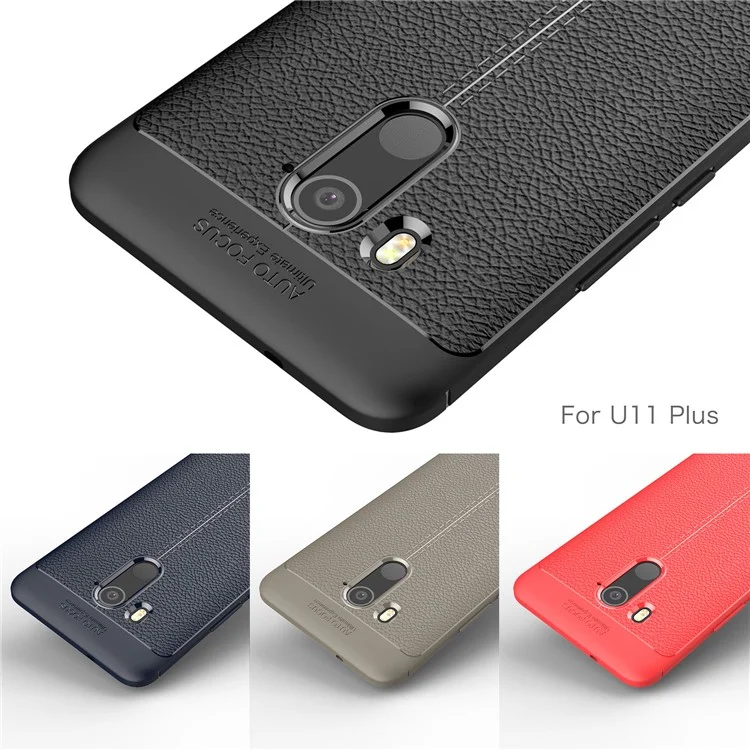 Litchi Grain Soft TPU Back Cover for HTC U11 Plus - Black